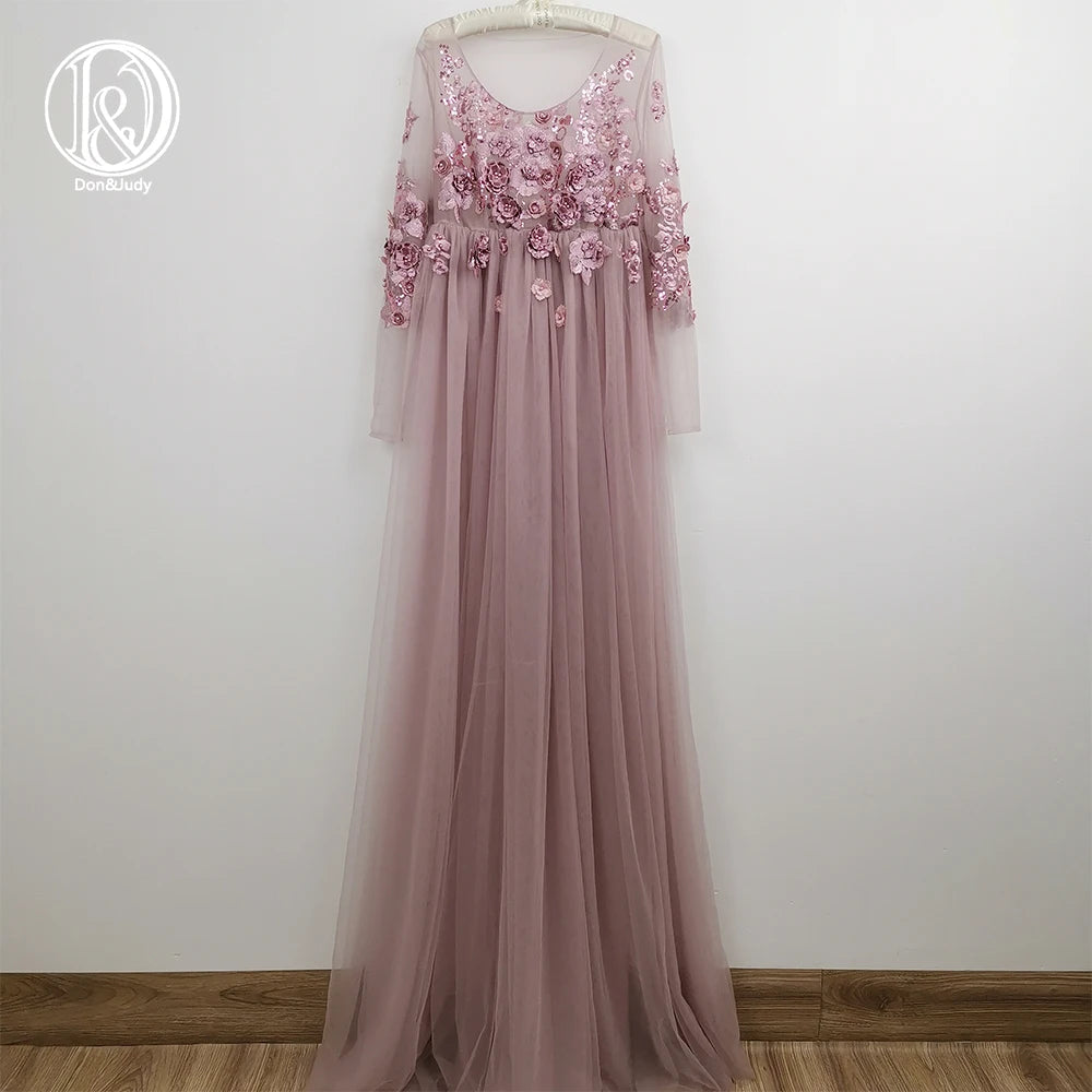 KMK - 3D Floral Embroidery Maternity Gown