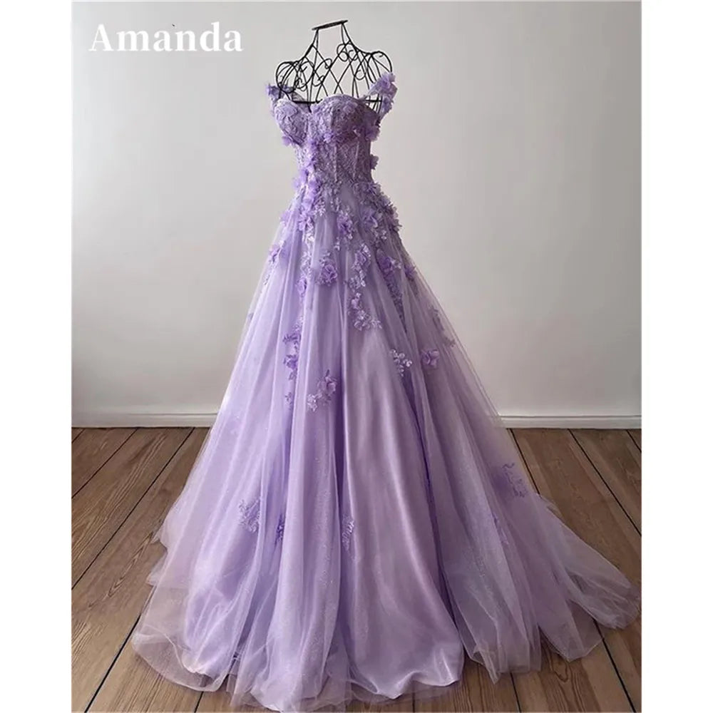 KMK - 3D Flower Tulle Evening Gown