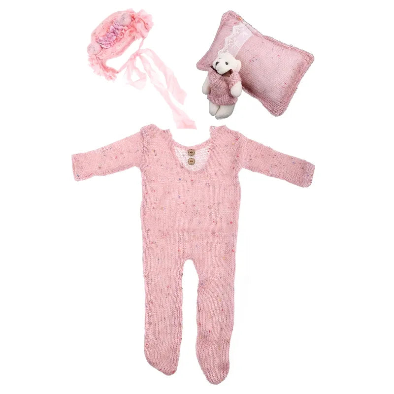 KMK - 4 Pcs/Set Newborn Knit Romper Set