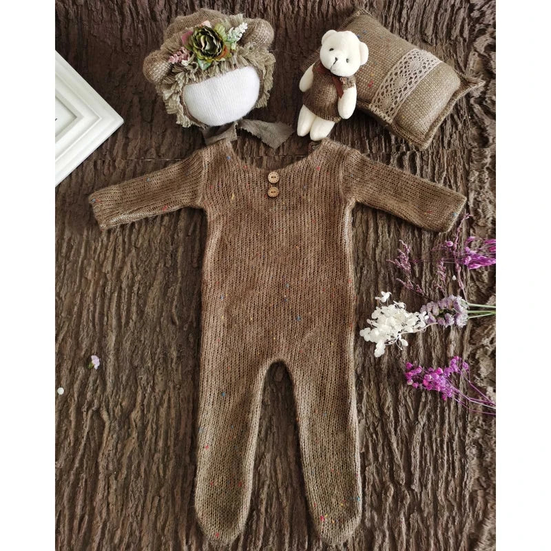 KMK - 4 Pcs/Set Newborn Knit Romper Set