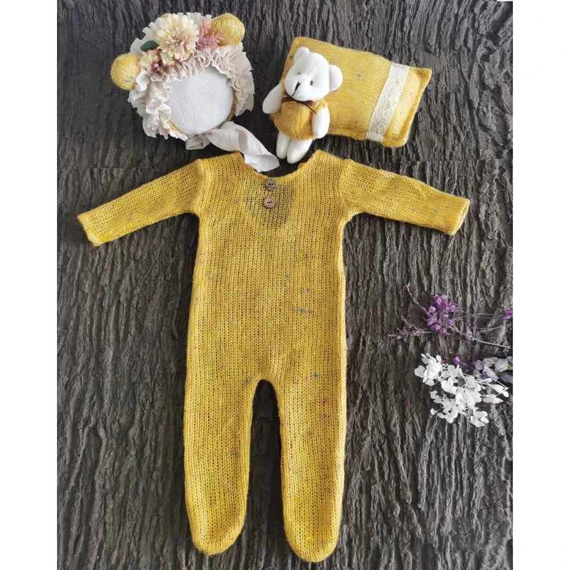 KMK - 4 Pcs/Set Newborn Knit Romper Set