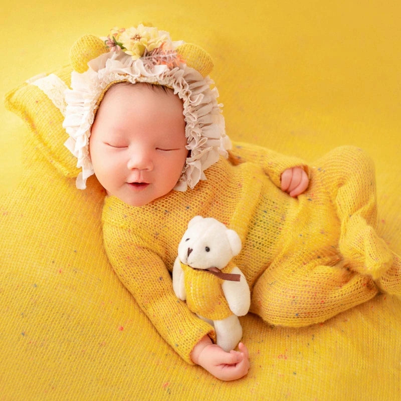 KMK - 4 Pcs/Set Newborn Knit Romper Set