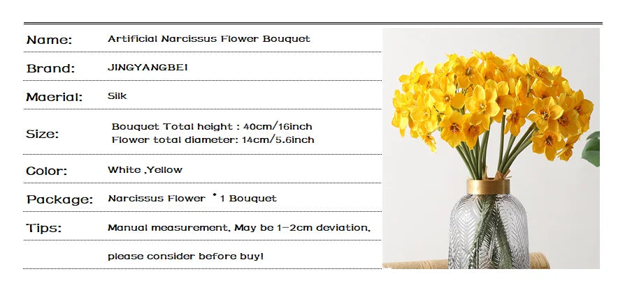 KMK - 6Pc Artificial Daffodil Flower Bunch