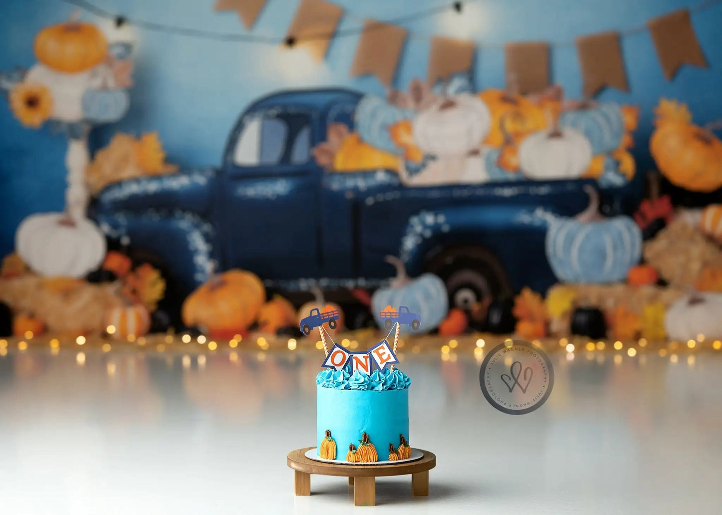 KMK - Autumn Blue Pumpkin Truck Backdrop