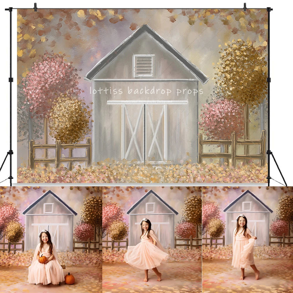 KMK - Autumn Farm Barn Backdrop