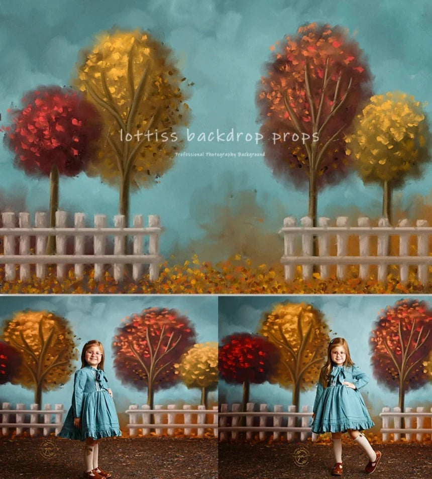 KMK - Autumn Fenced Fall Garden Backdrop