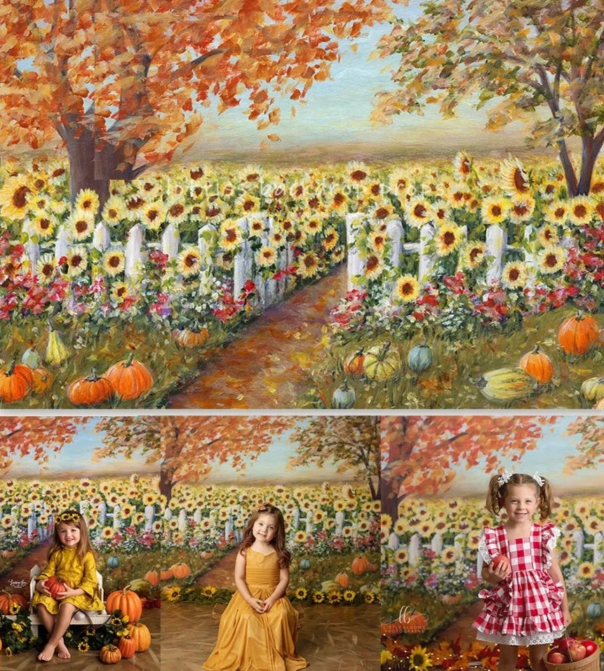 KMK - Autumn Sunflower Farm Backdrop