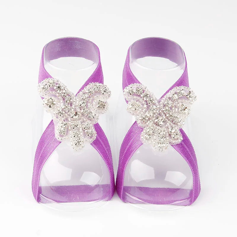 KMK - Baby Barefoot Beaded Flower Sandals Set