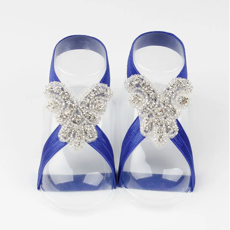 KMK - Baby Barefoot Beaded Flower Sandals Set