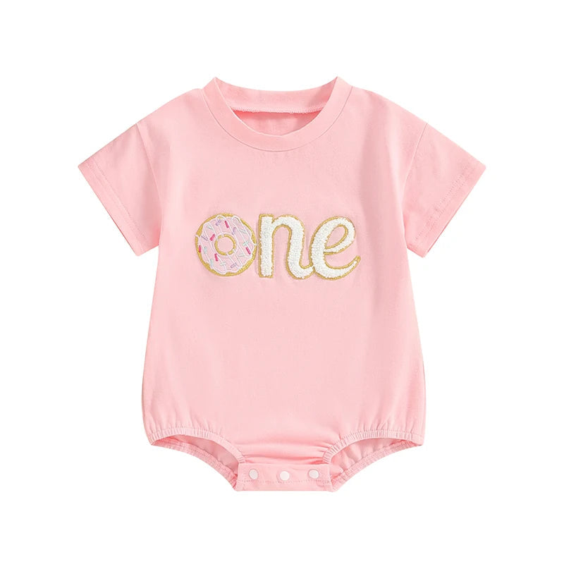 KMK - Birthday Donut Letter Embroidery Romper