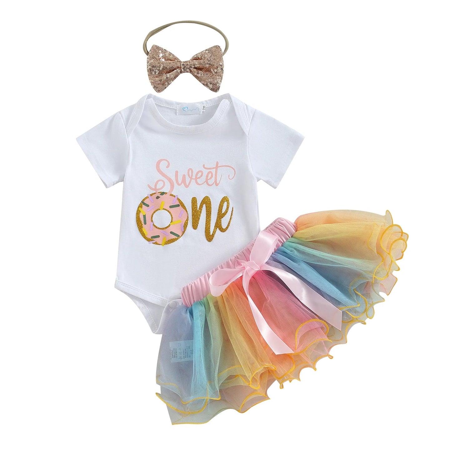 KMK - Birthday Short Sleeve Romper + Tutu Skirt + Headband