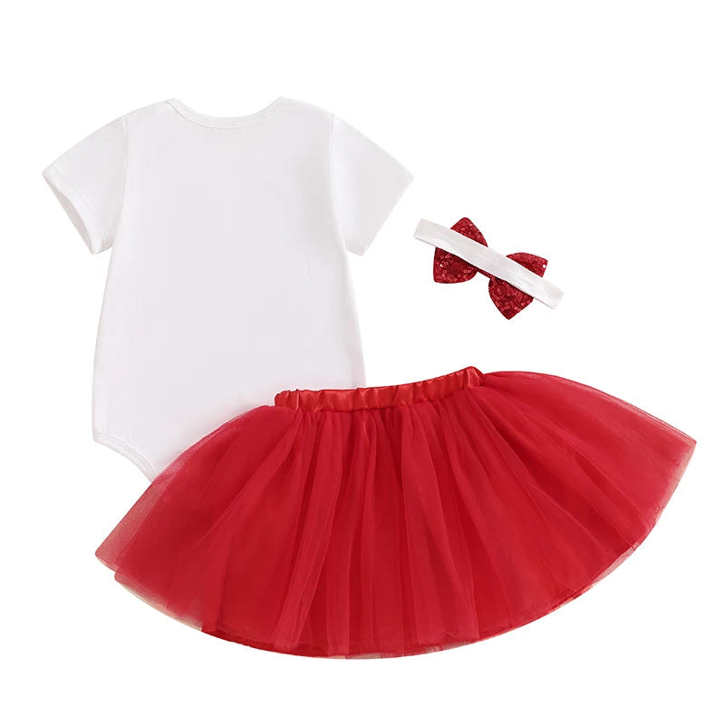 KMK - Birthday Strawberry Short Sleeve Romper + Skirt + HeadBand