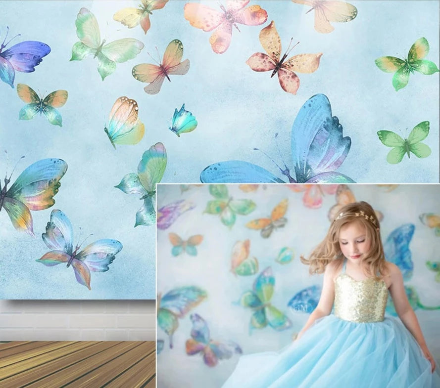 KMK - Blue Butterfly Watercolour Backdrop