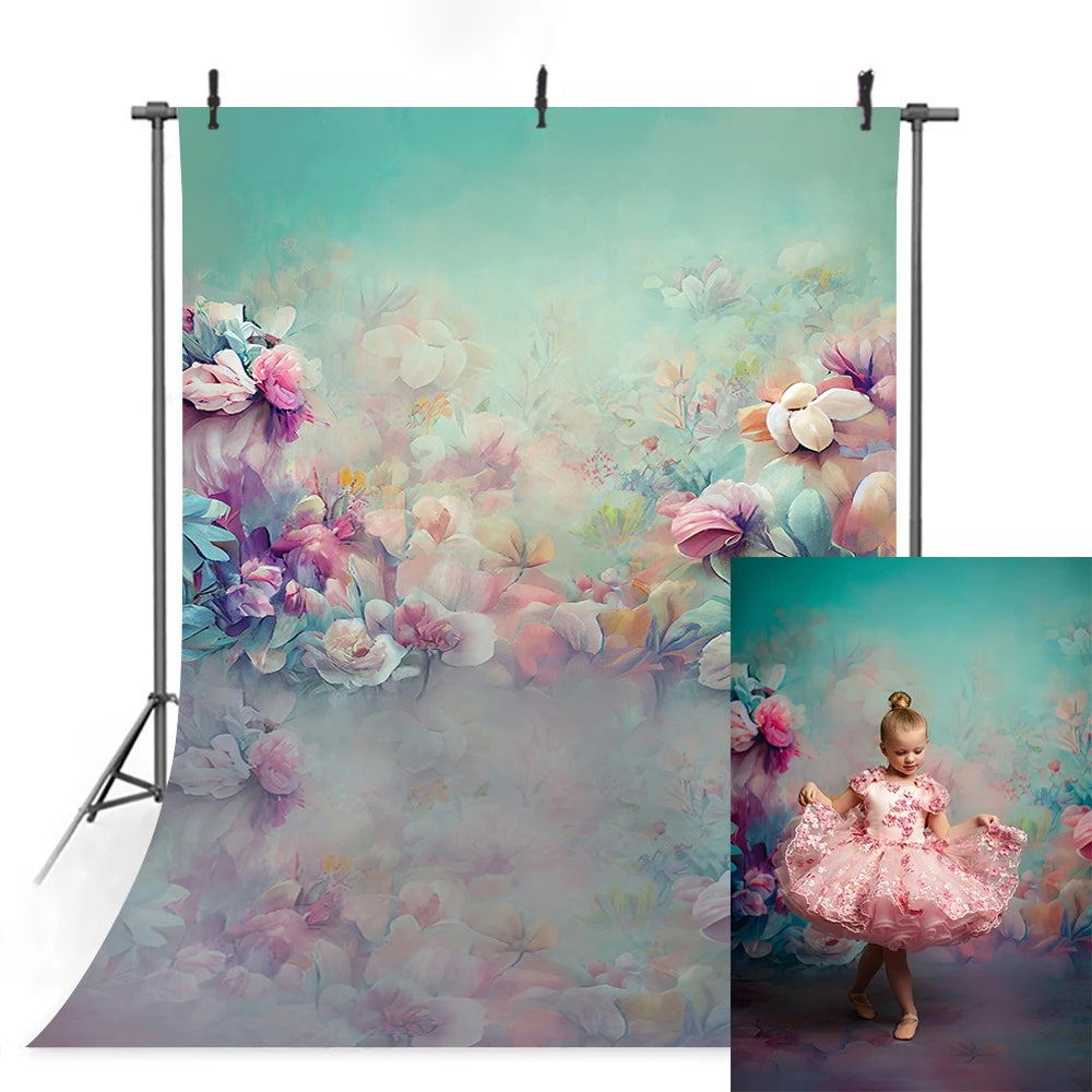 KMK - Blue Floral watercolour backdrop