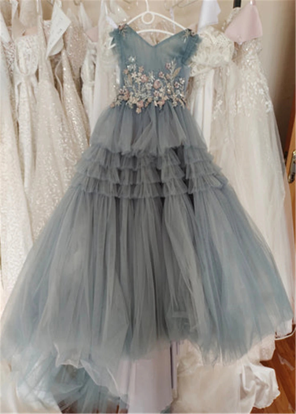 KMK - Blue OR Pink Tulle Sparkle Lace Dress