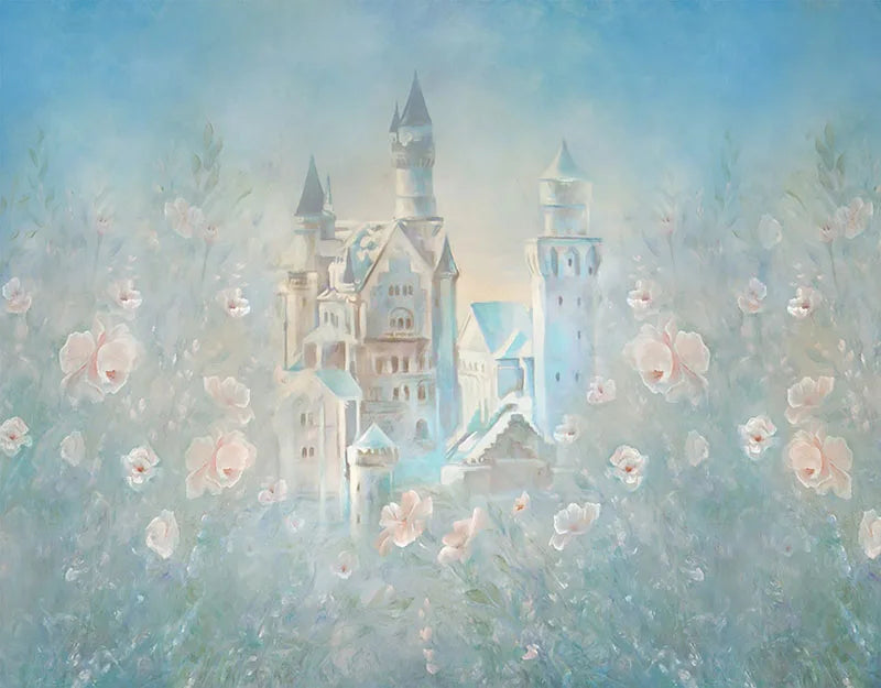 KMK - Blue floral castle watercolour backdrop