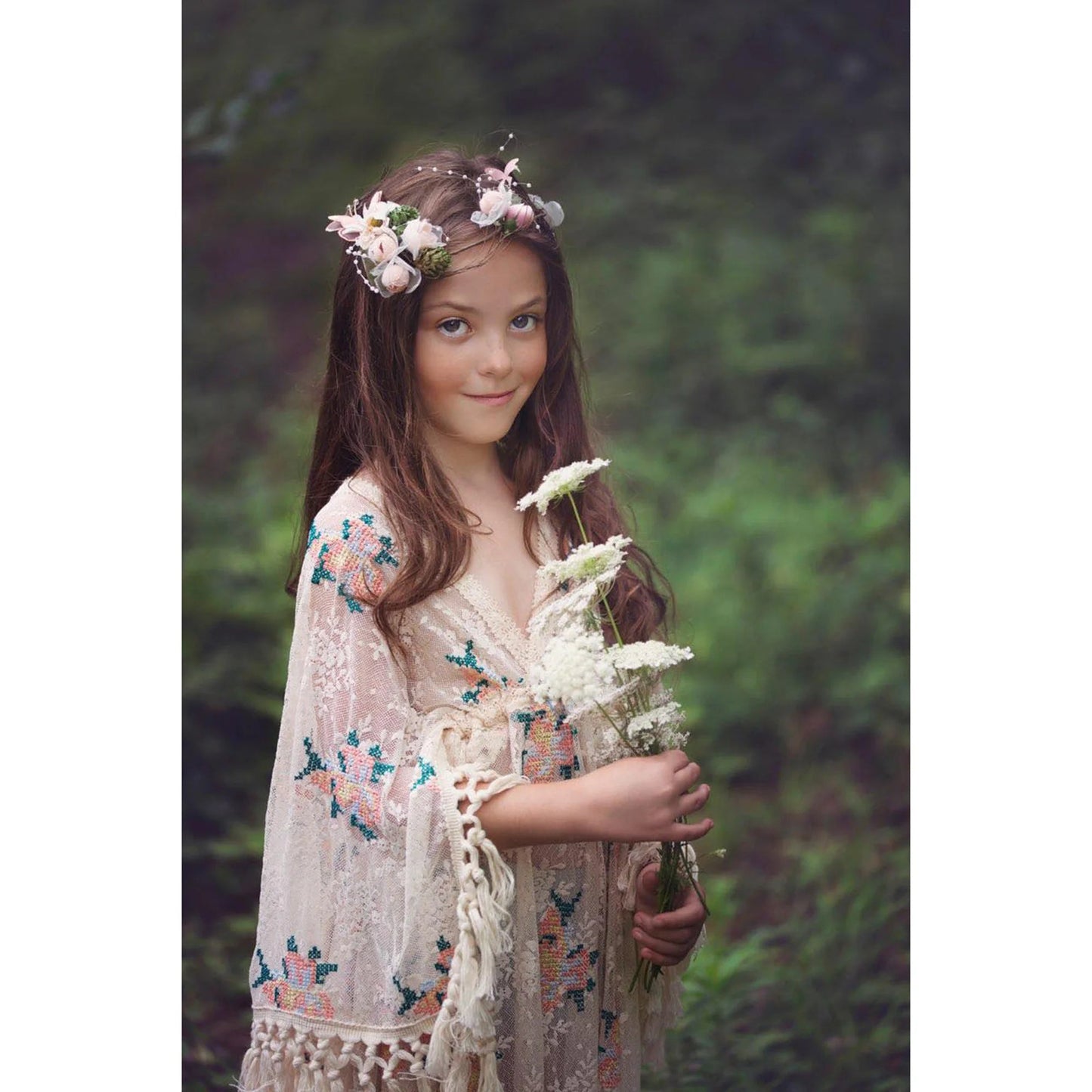 KMK - Boho Lace Girls Floral Dress