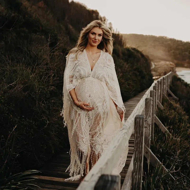 KMK - Boho Lace Maternity Dress