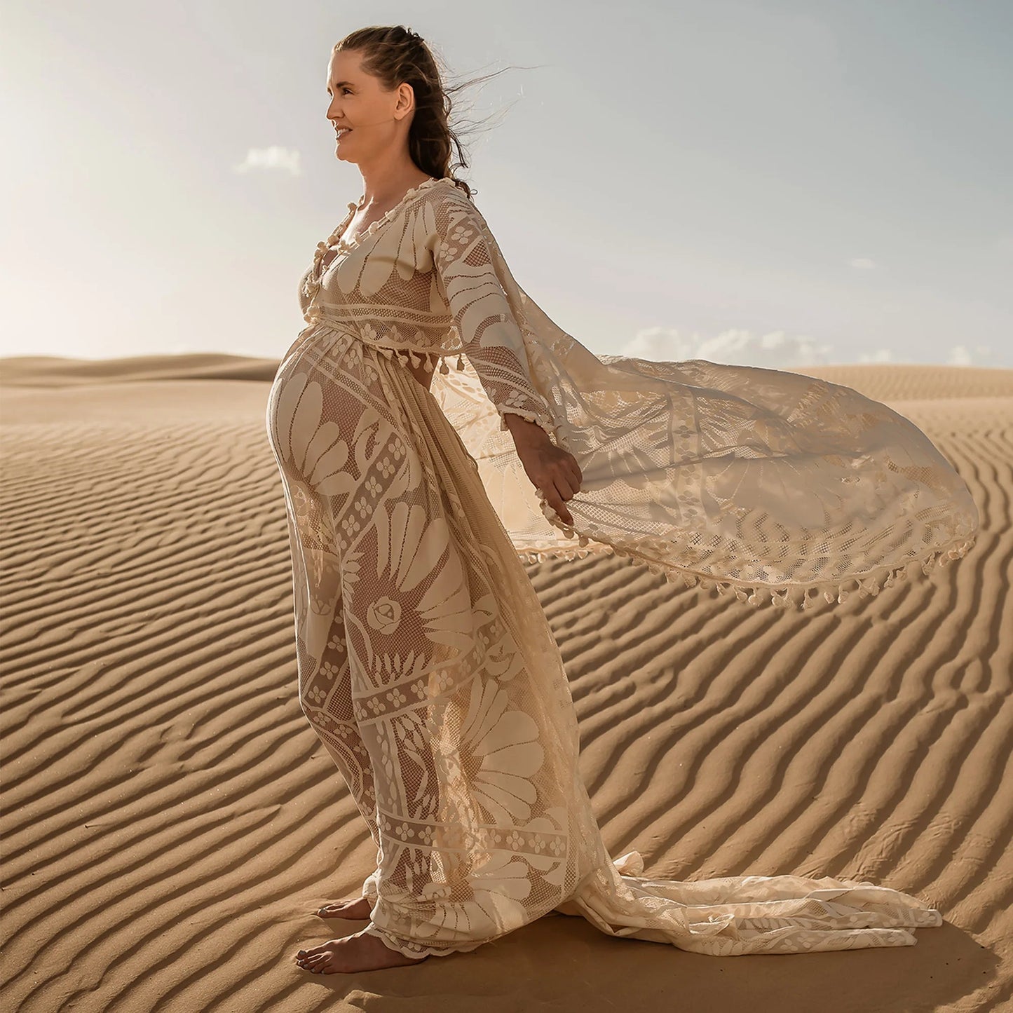 KMK - Boho Lace Maternity Gown