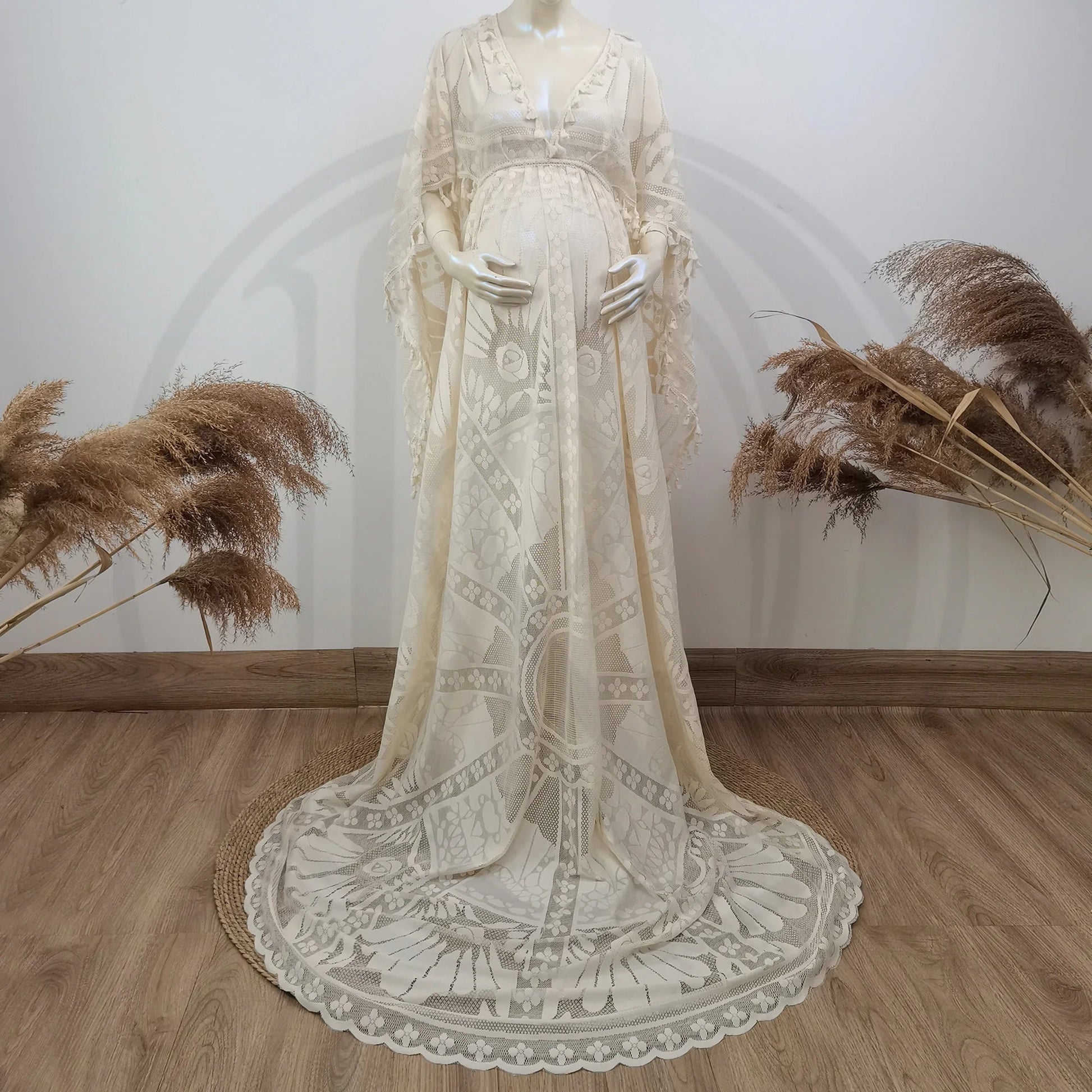 KMK - Boho Lace Maternity Gown