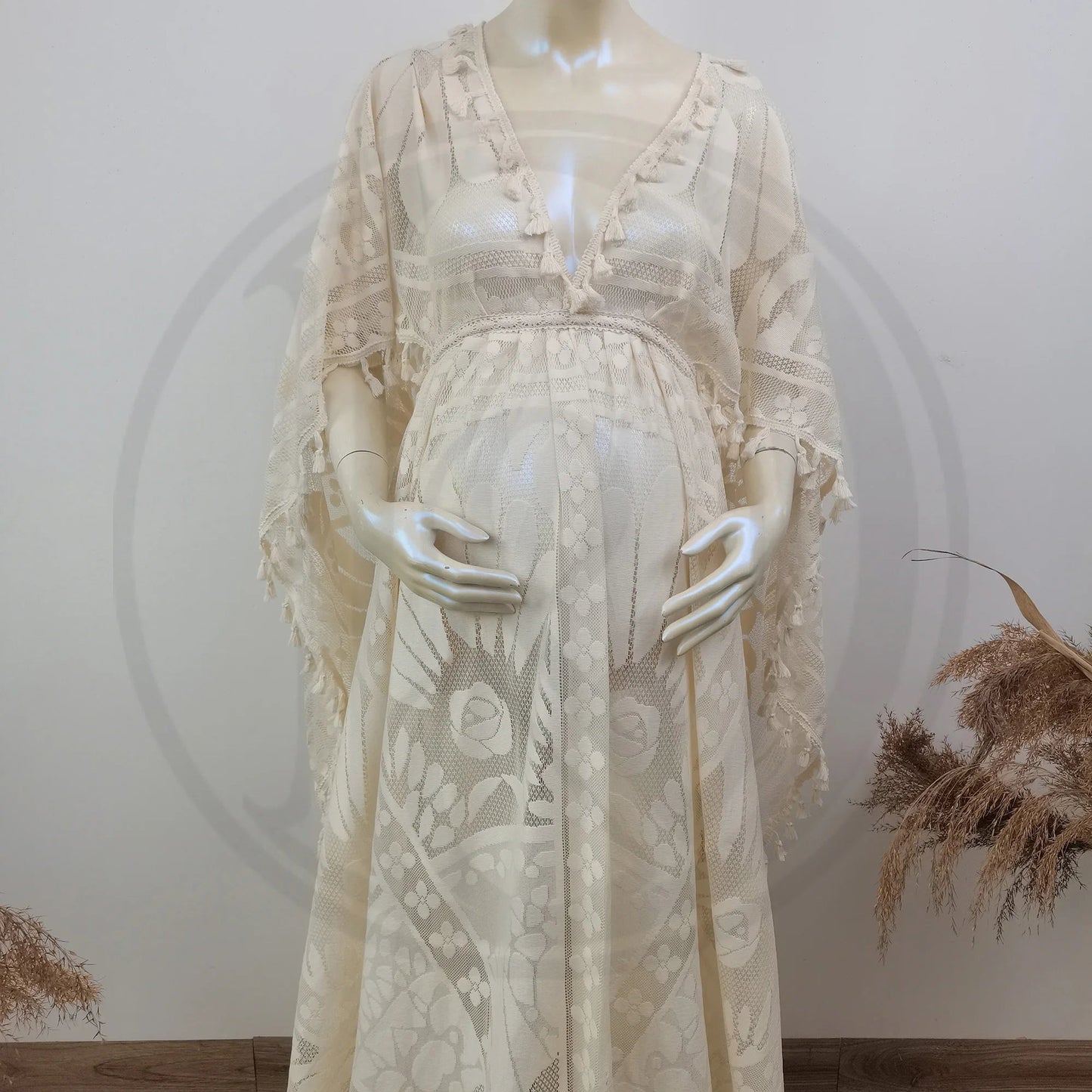 KMK - Boho Lace Maternity Gown