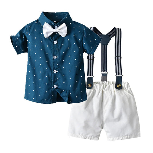 KMK - Boys BowTie Outfit 2 Piece Set (Dark Blue Set)