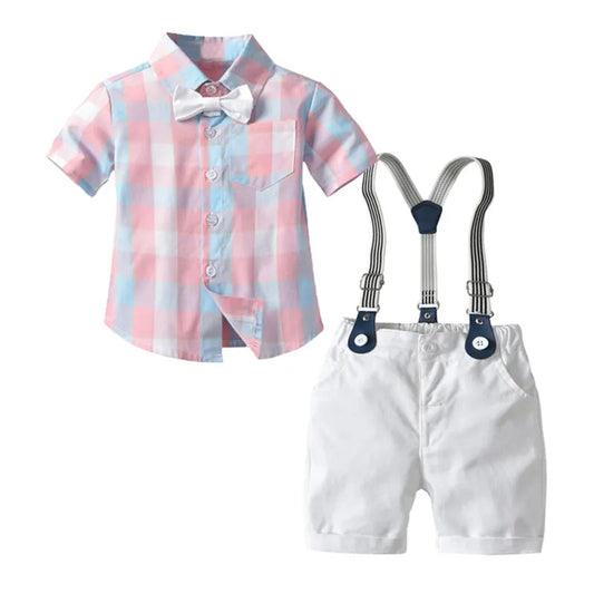 KMK - Boys BowTie Outfit 2 Piece Set (Red & White)