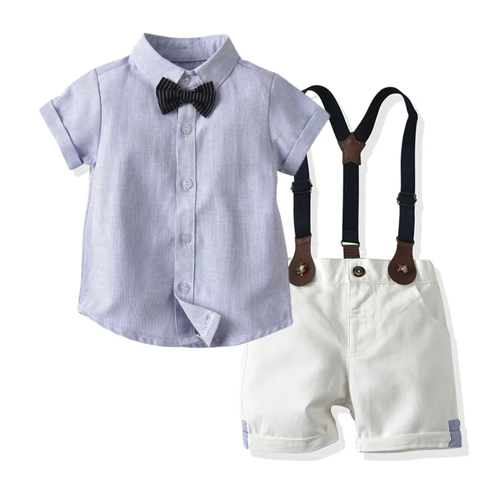 KMK - Boys BowTie Outfit 2 Piece Set (White Set)