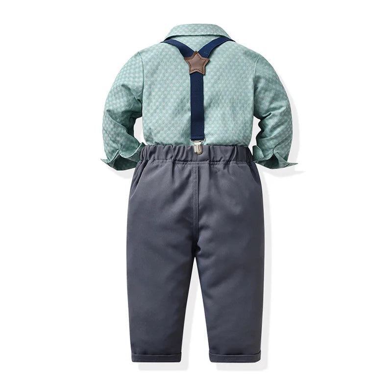 KMK - Boys Shirt + Suspenders Pants 2PCS Outfit