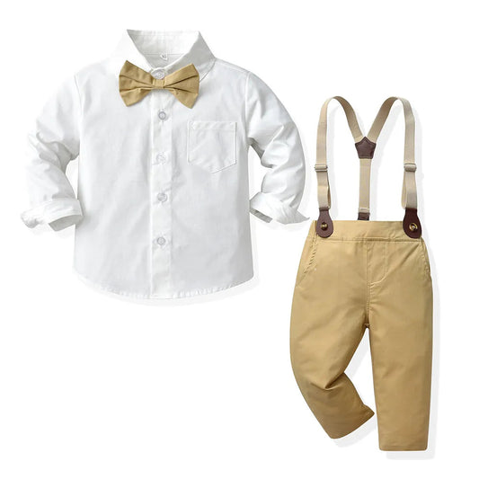 KMK - Boys Shirt + Suspenders Pants 2PCS Outfit