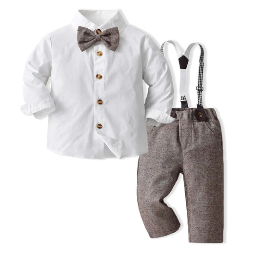 KMK - Boys Shirt + Suspenders Pants 2PCS Outfit