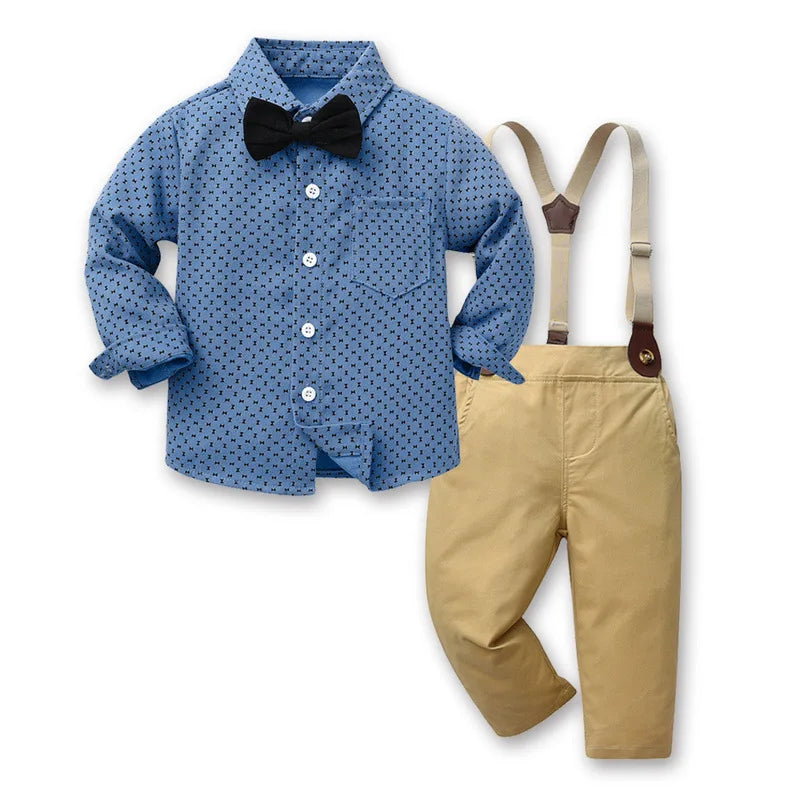 KMK - Boys Shirt + Suspenders Pants 2PCS Outfit