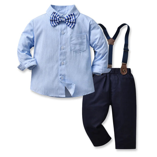 KMK - Boys Shirt + Suspenders Pants 2PCS Outfit