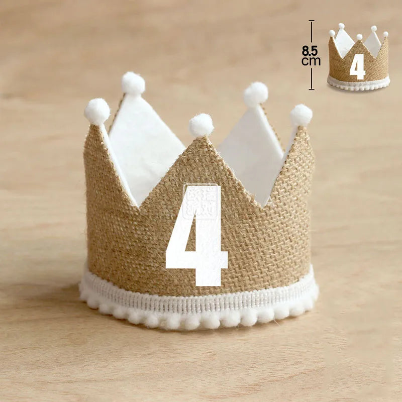 KMK - Burlap Crown Birthday Party Hat