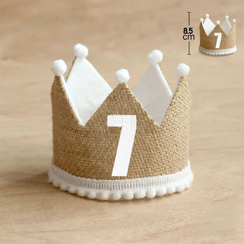 KMK - Burlap Crown Birthday Party Hat