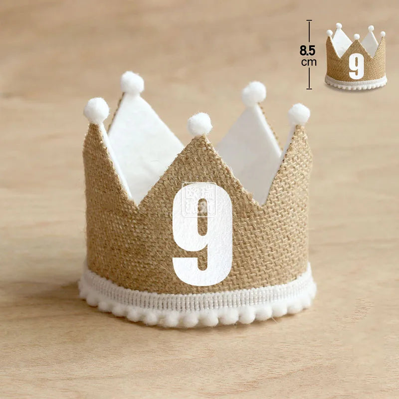 KMK - Burlap Crown Birthday Party Hat