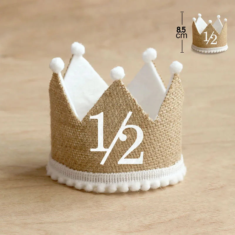 KMK - Burlap Crown Birthday Party Hat