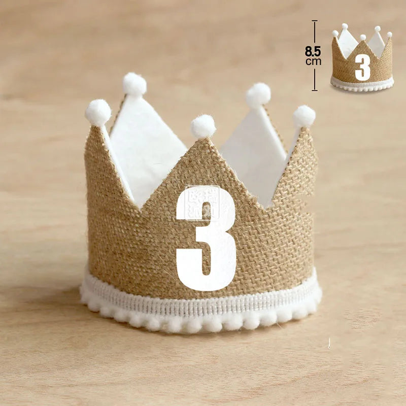 KMK - Burlap Crown Birthday Party Hat