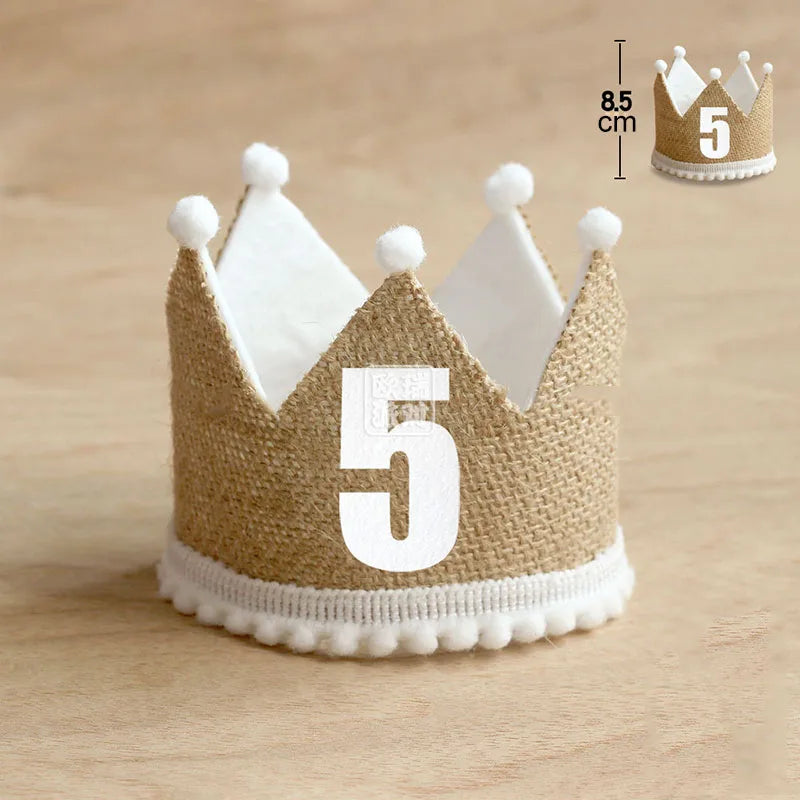 KMK - Burlap Crown Birthday Party Hat