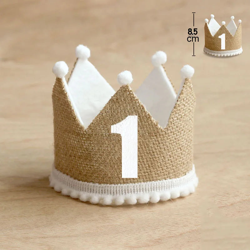 KMK - Burlap Crown Birthday Party Hat