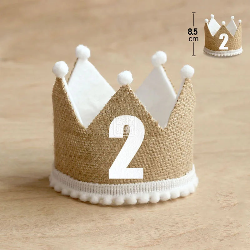 KMK - Burlap Crown Birthday Party Hat