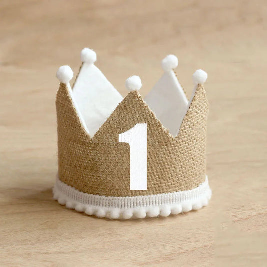 KMK - Burlap Crown Birthday Party Hat