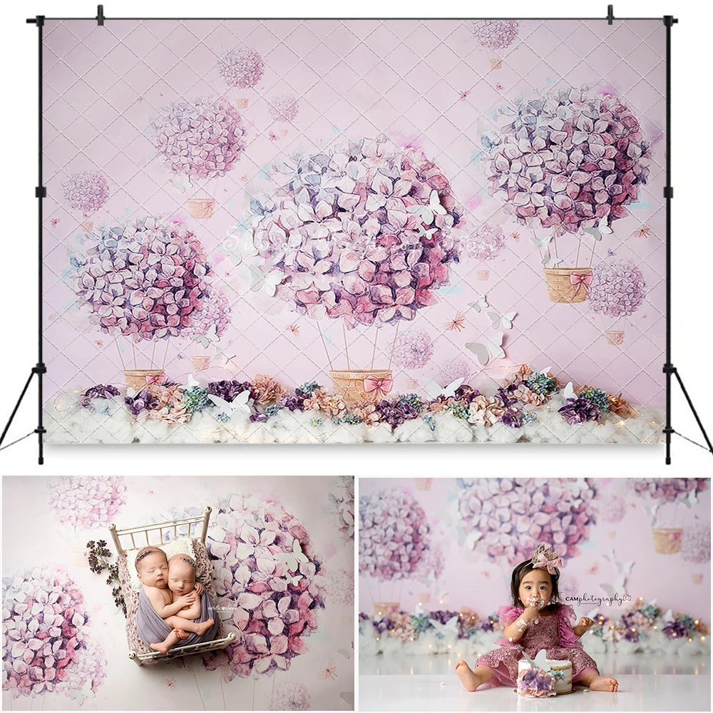 KMK - Butterfly Balloon Ride Photography Backdrop