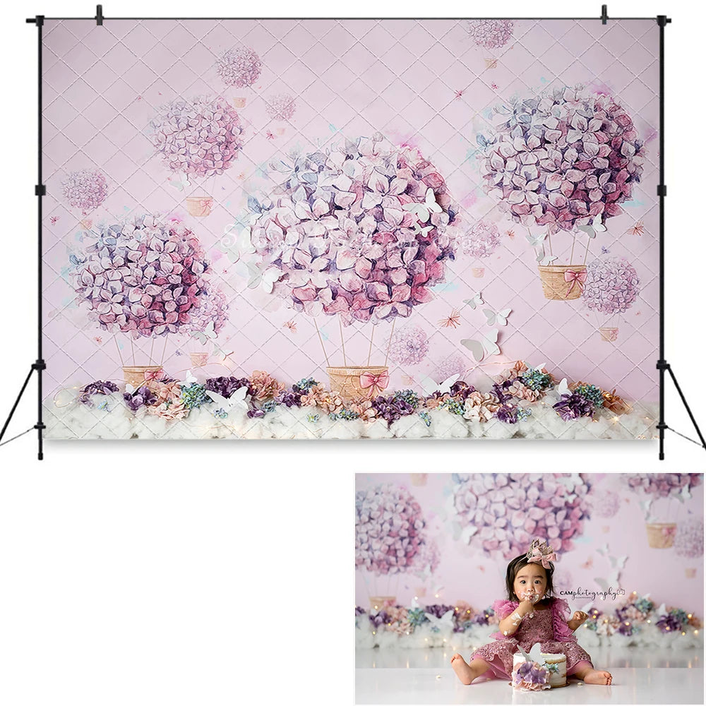 KMK - Butterfly Balloon Ride Photography Backdrop