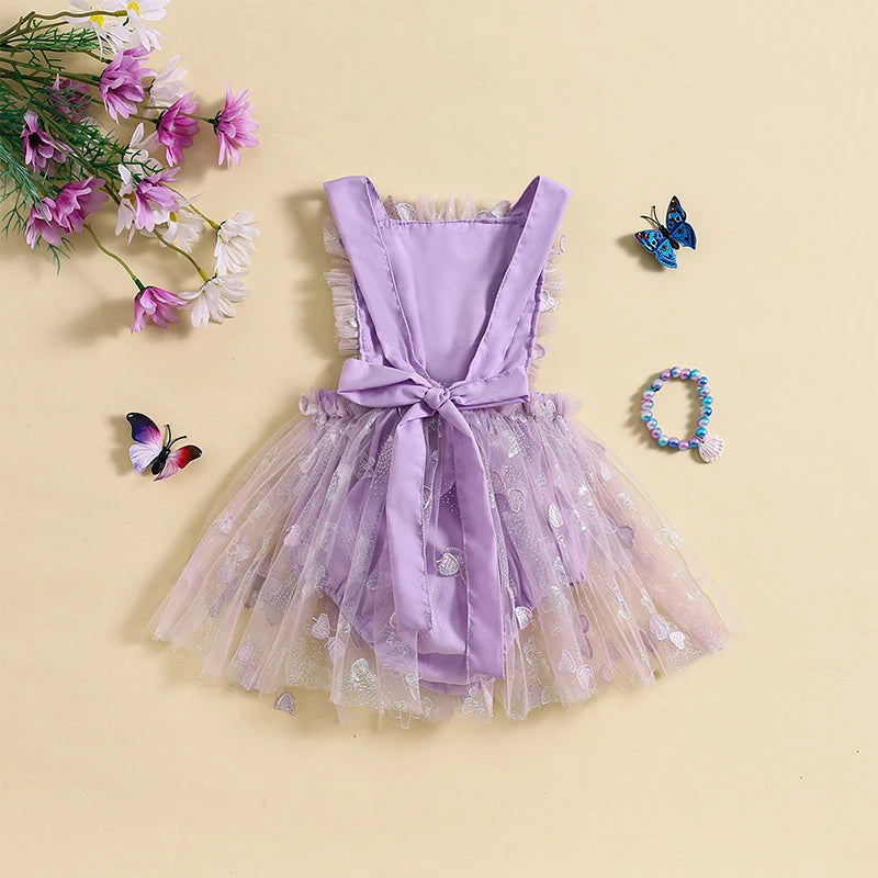 KMK - Butterfly Sleeveless Backless Tulle Skirt Romper