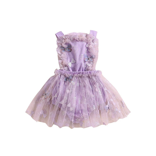 KMK - Butterfly Sleeveless Backless Tulle Skirt Romper