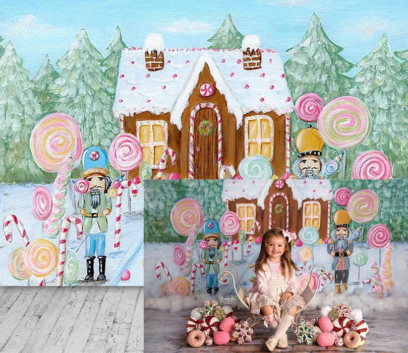 KMK - Candy Soldier Lollipop House Photography Backdrop