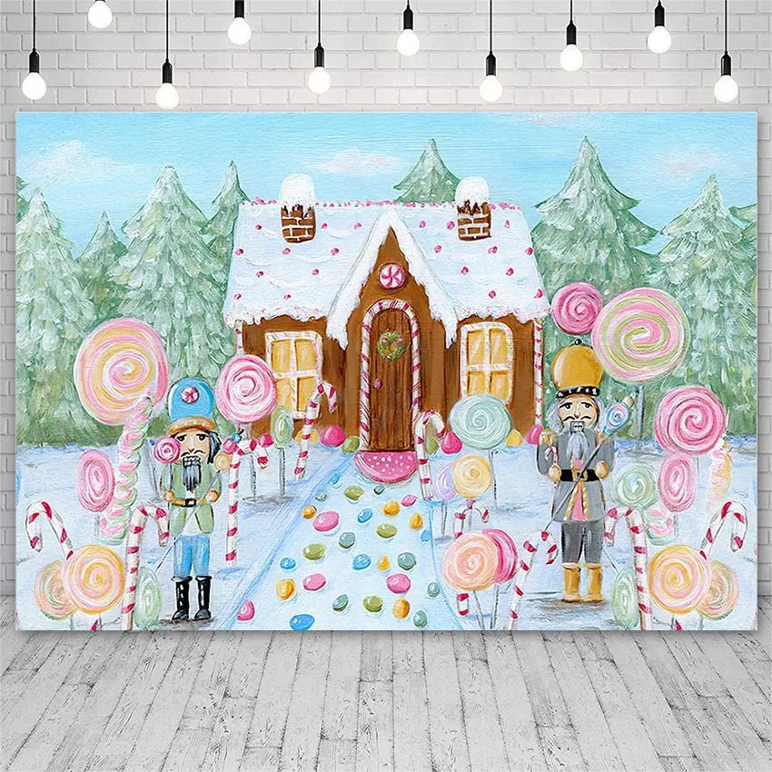 KMK - Candy Soldier Lollipop House Photography Backdrop