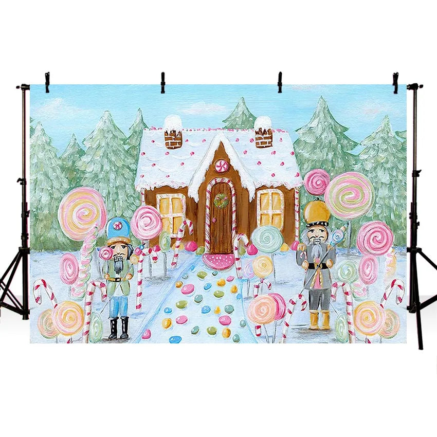 KMK - Candy Soldier Lollipop House Photography Backdrop