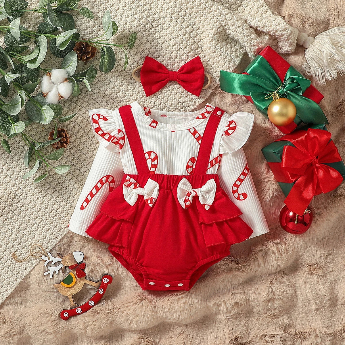 KMK - Christmas Candy Cane Romper